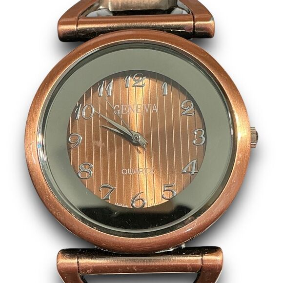 Geneva Y2K Vintage Bronze Bangle Cuff Style Fashion Wrist Watch - Picture 11 of 11